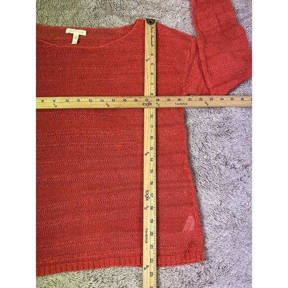 Eileen Fisher Linen Slub Stitch Coral Geran Bateau Neck Top Size M - Picture 3 of 11